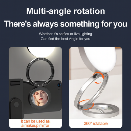 Magnetic Phone Holder with LED Mirror Light