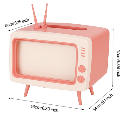 Retro TV Tissue Box Holder (Pink and White)