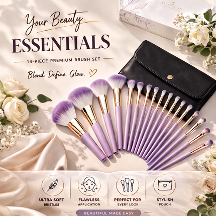 Coslifestore- Premium Makeup brushes Pack of 14 with a case