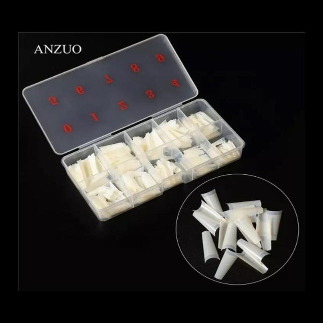 Pack-of-500-artificial-professional-nailsl-shape-ballerina-long shade type- natural with complimenta