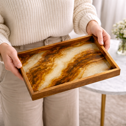 Medium Resin Serving Tray (Gold brown)
