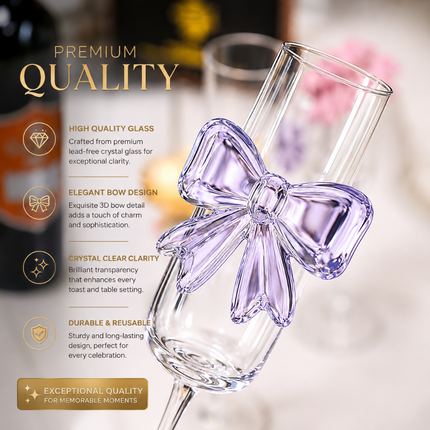 Coslifestore Premium Bow Champagne Glass Set of 6