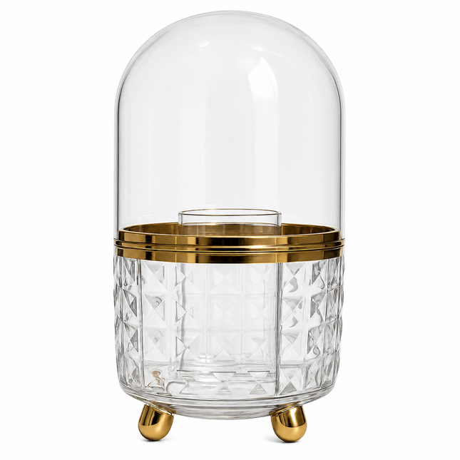 360° Rotating Makeup Organizer with Golden Base
