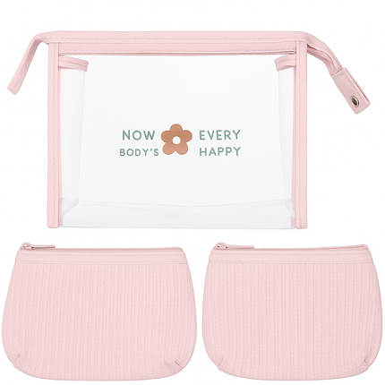 3-in-1 Makeup Bag Set (Baby pink)