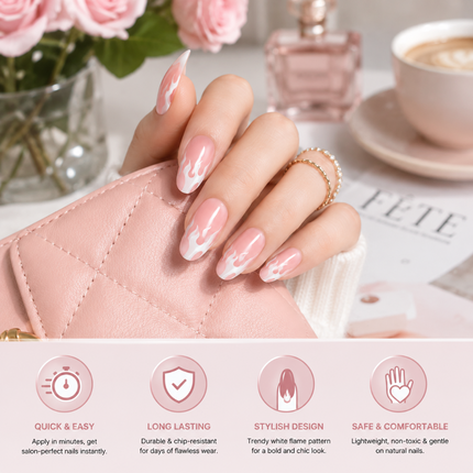 Ready to use Acrylic gel nails-Pink designer French(P003-01)