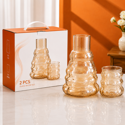 Premium Amber Glass Jug & Tumbler Set