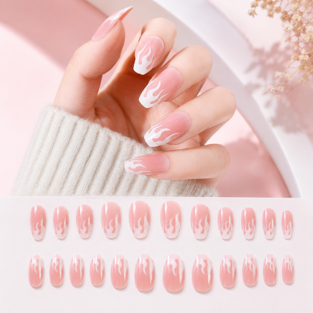 Ready to use Acrylic gel nails-Pink designer French(P003-01)