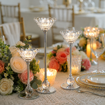 Coslifestore Premium Crystal Candle Holder Set of 3