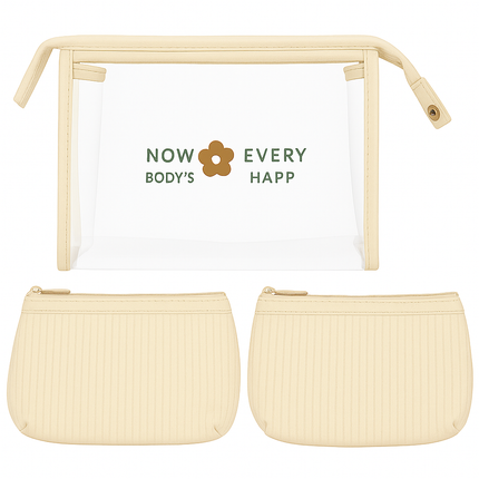 3-in-1 Makeup Bag Set (Off white)