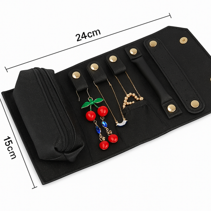 Travel Jewellery Organizer Roll (Black)