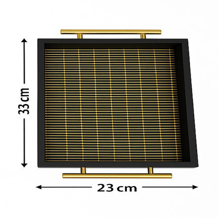 Premium Decorative Tray Set with gold handles (Black)