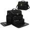 Black Quilted Nail Art Bag with Gold Zippers