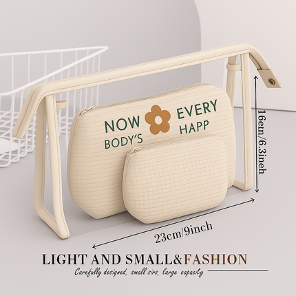 3-in-1 Makeup Bag Set (Off white)