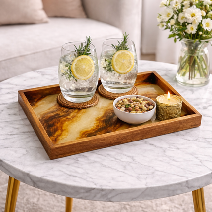 Medium Resin Serving Tray (Gold brown)