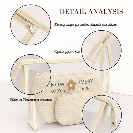 3-in-1 Makeup Bag Set (Off white)