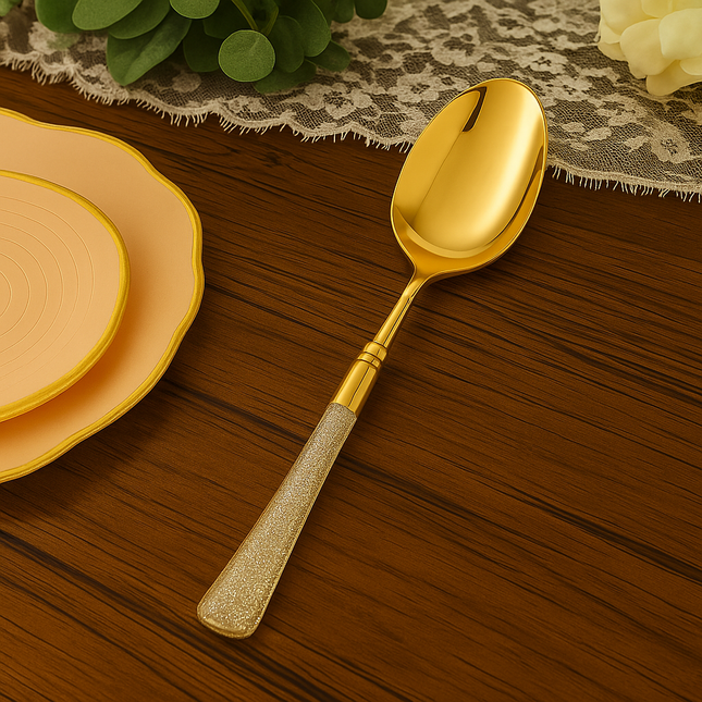 Coslifestore Eco-Friendly Biodegradable Acrylic Gold Cutlery â 12 Piece Premium Reusable Flatware 