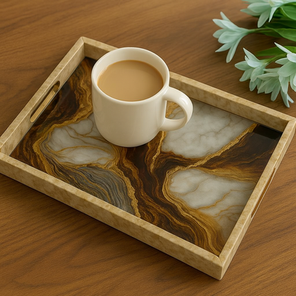 Medium Resin Serving Tray (Gold brown)