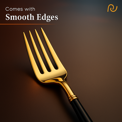 Eco-Friendly Biodegradable Acrylic Gold Cutlery (Golden-Black-Fork)