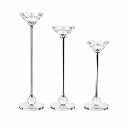Coslifestore Premium Crystal Candle Holder Set of 3