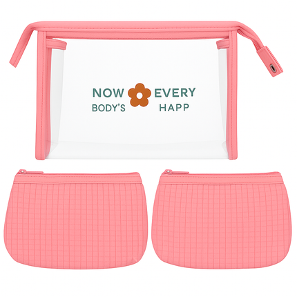 3-in-1 Makeup Bag Set (Pink)