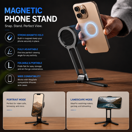 Coslifestore Magnetic Foldable Mobile Phone Tripod Stand