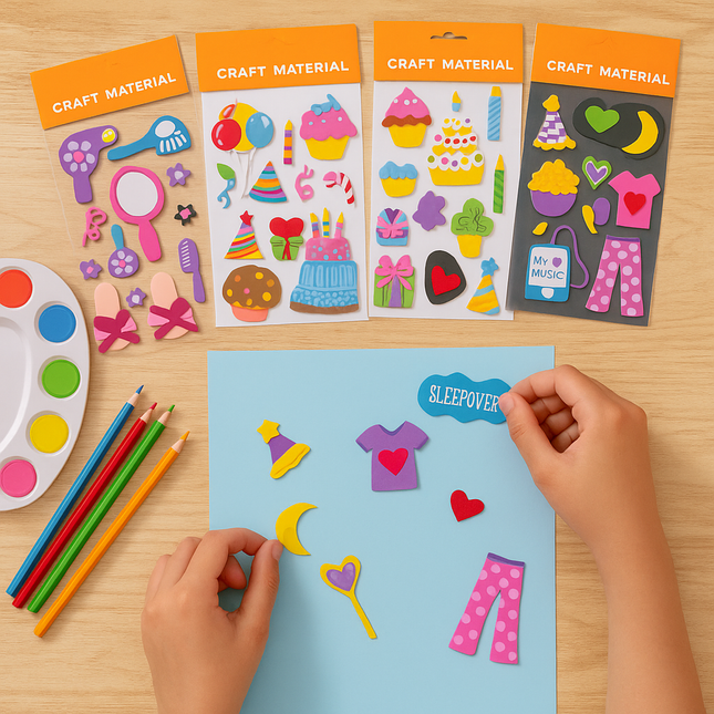Coslifestore Craft Material Foam Sticker Set â Pack of 4 | Fun & Colorful DIY Craft Stickers for K