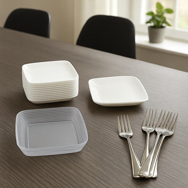 Coslifestore Mini Appetiser Set Pack of 48 | Eco-Friendly Acrylic Biodegradable Reusable Tableware w