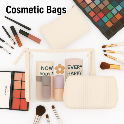 3-in-1 Makeup Bag Set (Off white)