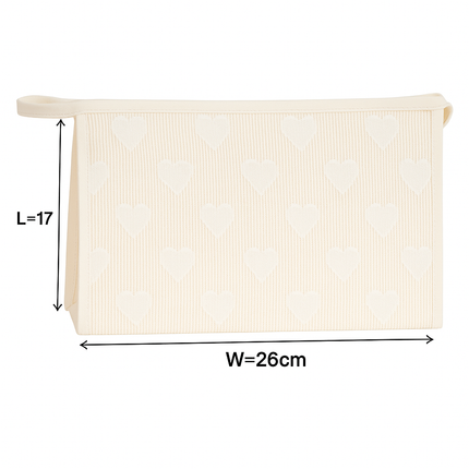 Mesh Cosmetic Pouch with Heart Design(white)