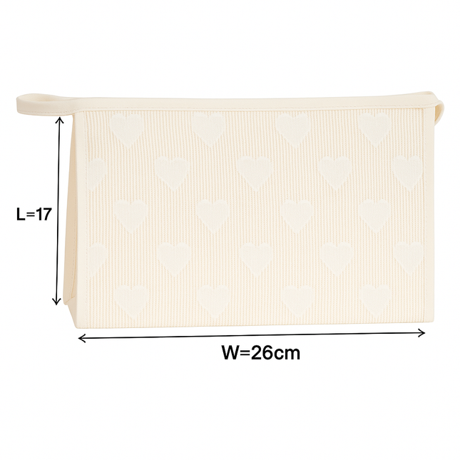 Mesh Cosmetic Pouch with Heart Design(white)