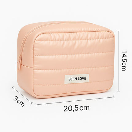 Quilted Makeup Travel Bag (Peach)