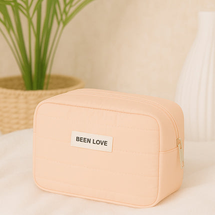 Quilted Makeup Travel Bag (Peach)